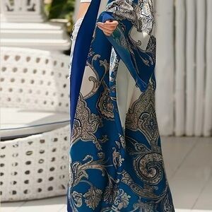 Boho Blue and White Geometric Kimono